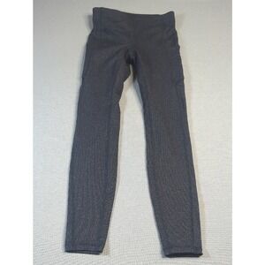 Lululemon Black Heather Ribbed Leggings High Rise Pockets Athletic